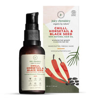 Juicy Chemistry Chilli, Horsetail & Blackseed Hair Growth Oil, 30 ml | Enriched with Rosemary Oil & Kalonji Oil to Control Hair Fall | Clinically Proven Hair Growth Oil with Natural DHT Blockers for Men & Women | For Healthy Hair, Scalp Nourishment & Hair