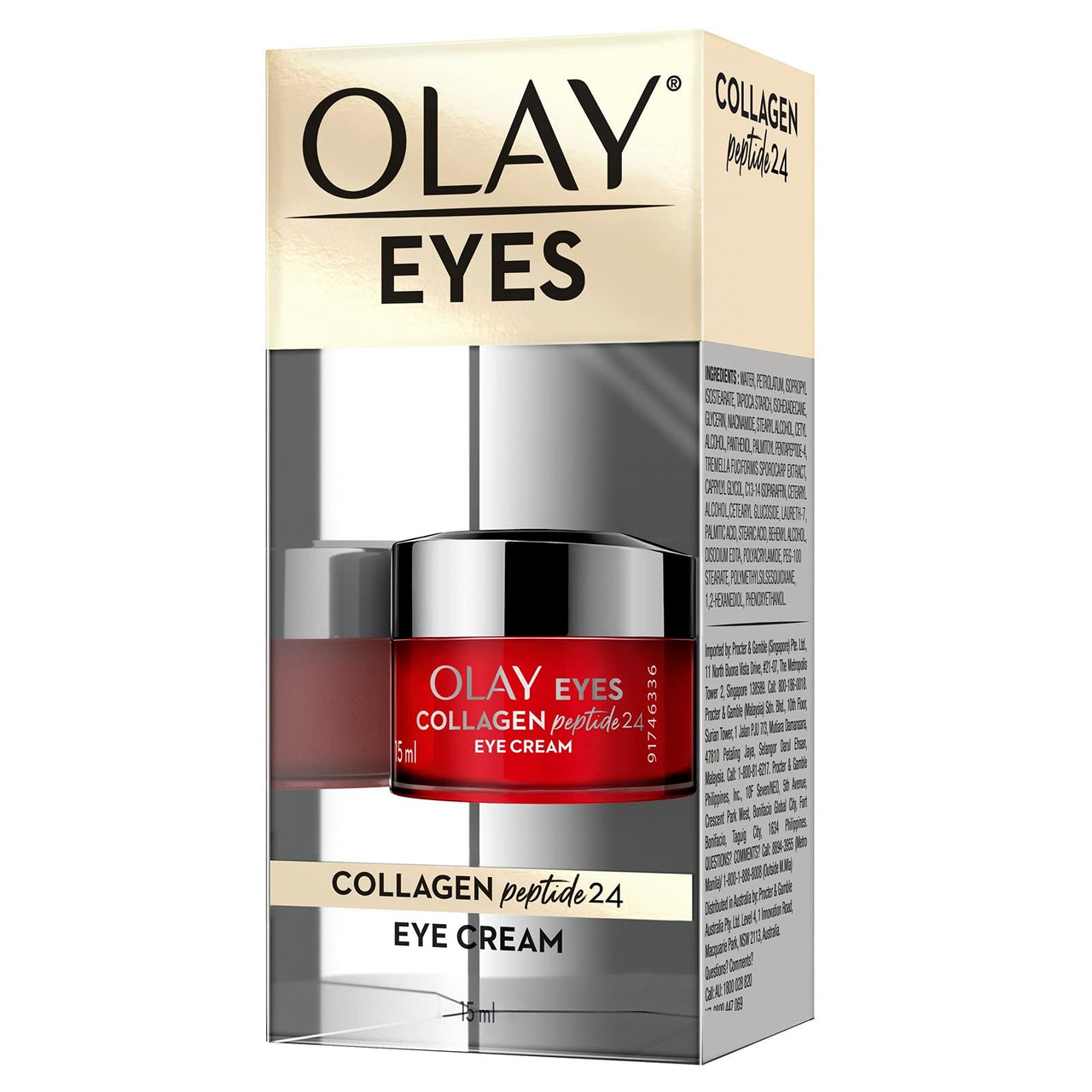 olay eye cream | Reduces Dark Circle, Wrinkles and Puffiness | With Peptides and Niacinamide | Normal, Oily, Dry & Combination Skin l Paraben & Sulphate free | 15ml (Collagen Peptide 24)