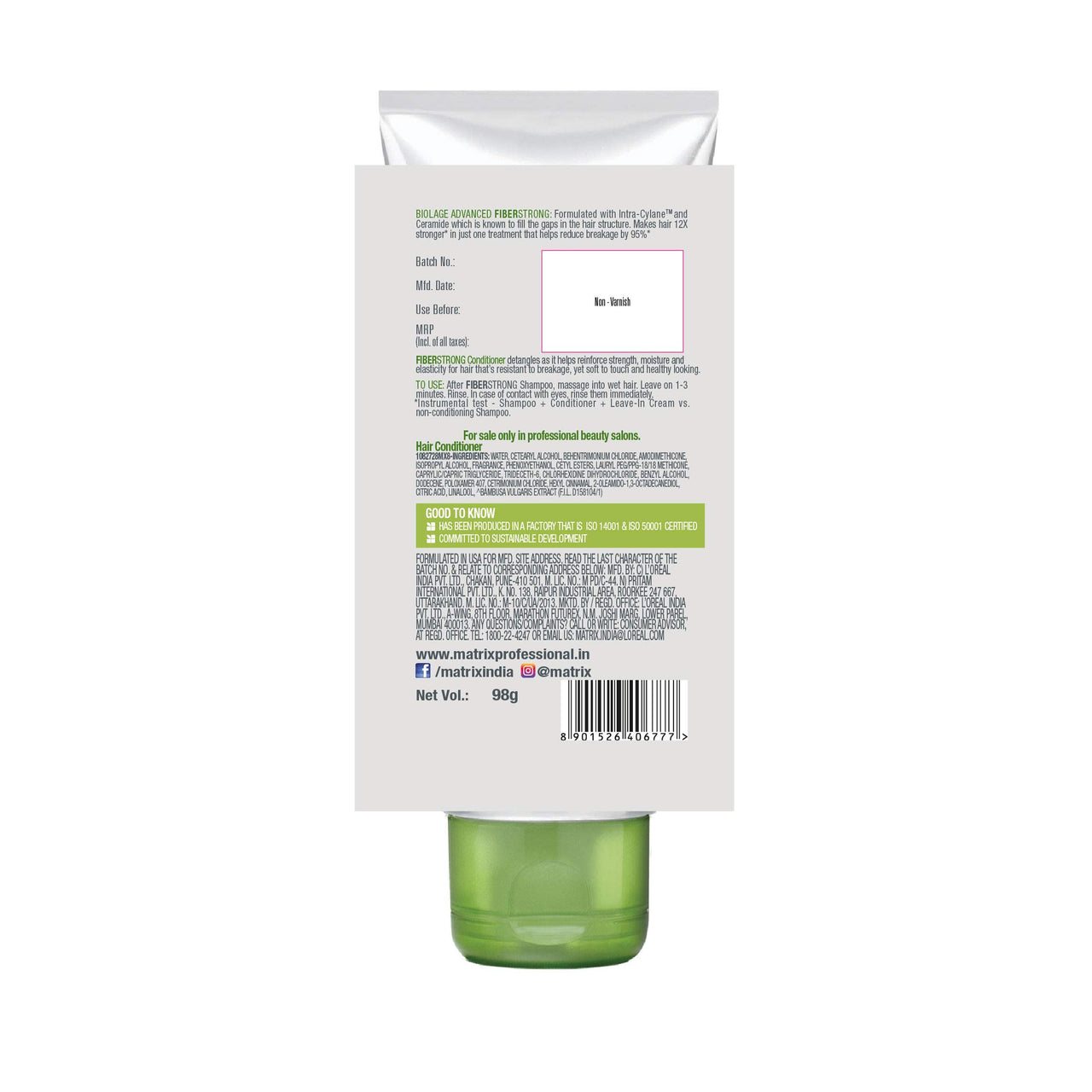 Biolage Smoothproof Deep Smoothing 6-In-1 Professional Hair Serum & BIOLAGE Advanced Fiberstrong Conditioner | Paraben free|Reinforces Hair Strength & Elasticity | For Hairfall due to hair breakage