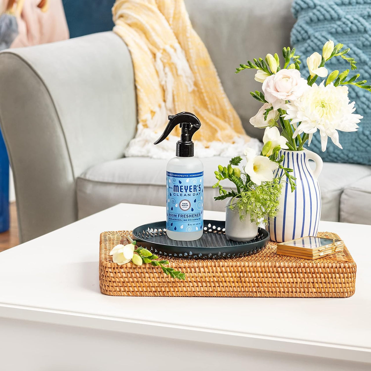 MRS. MEYER's CLEAN DAY Room and Air Freshener Spray, Non-Aerosol Spray Bottle Infused with Essential Oils, Lemon Verbena, 8 fl. oz - Pack of 3 8 Fl Oz (Pack of 3)