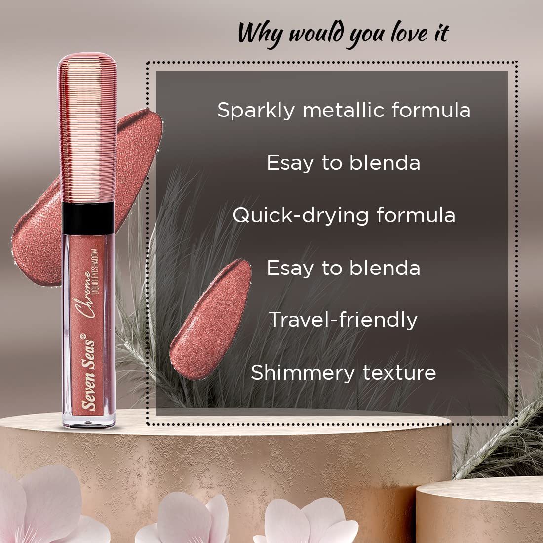 Seven Seas Liquid Eyeshadow | Long-lasting, Non-Transfer & Insta Dry Metallic & Shimmery Finish (Girls)