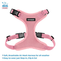 Voyager Step-in Lock Dog Harness w Reflective Dog Leash Combo Set with Neoprene Handle 5ft - Supports Small, Medium and Large Breed Puppies/Cats by Best Pet Supplies - Pink, XS Harness Leash Set (Pink) XS (Chest: 13 - 16