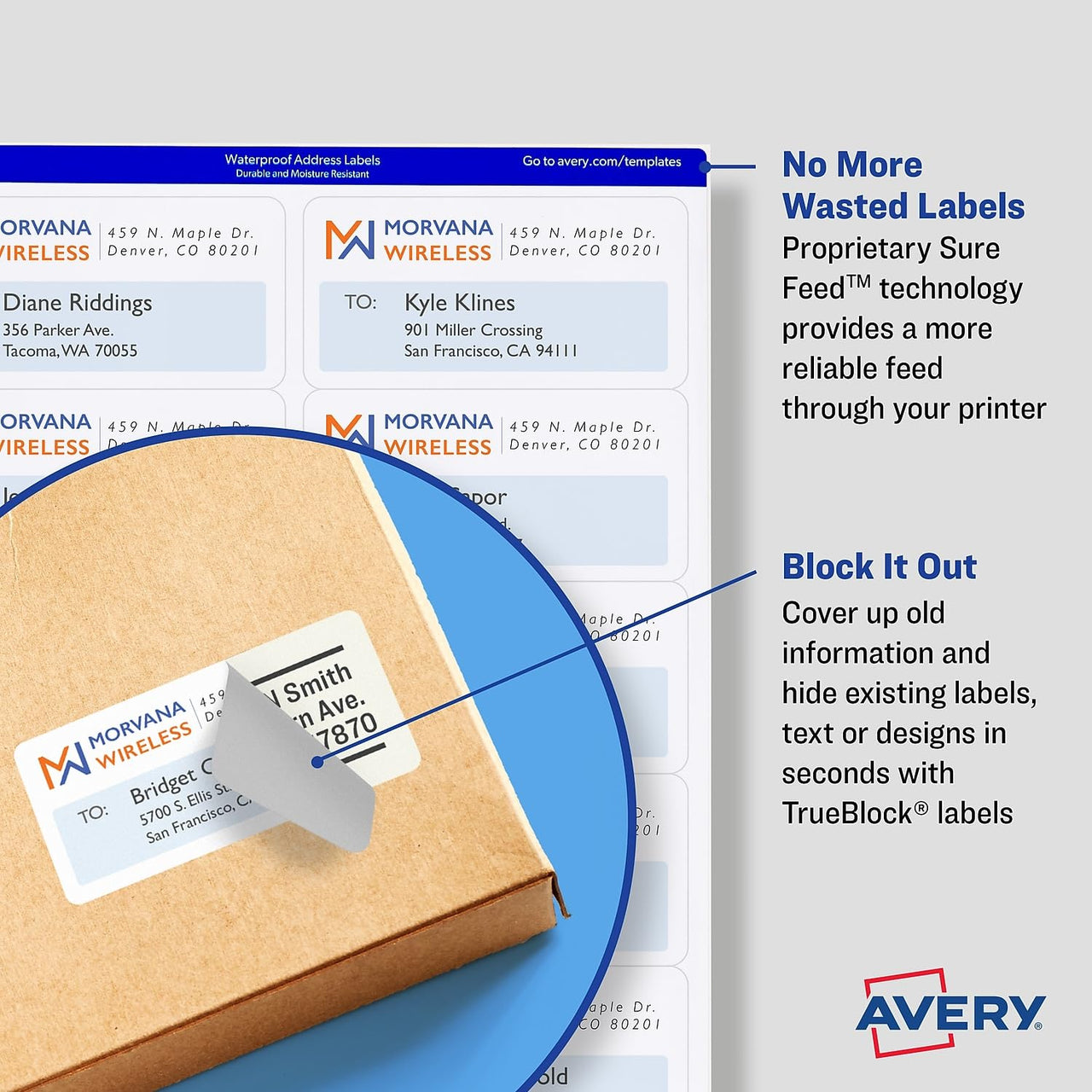 Avery Printable Blank Shipping Labels, 2.5" x 4", White, 200 Labels, Laser Printer, Permanent Adhesive (5816)