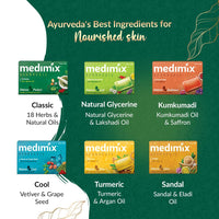 Medimix Ayurvedic Skinfit Pack - 125 g | Pack of 6 unique Soaps | Skin Protection | Glowing Skin | Soft Skin | Radiant Skin | Cool Skin | Ayurvedic Soap | Paraben Free | Vegan