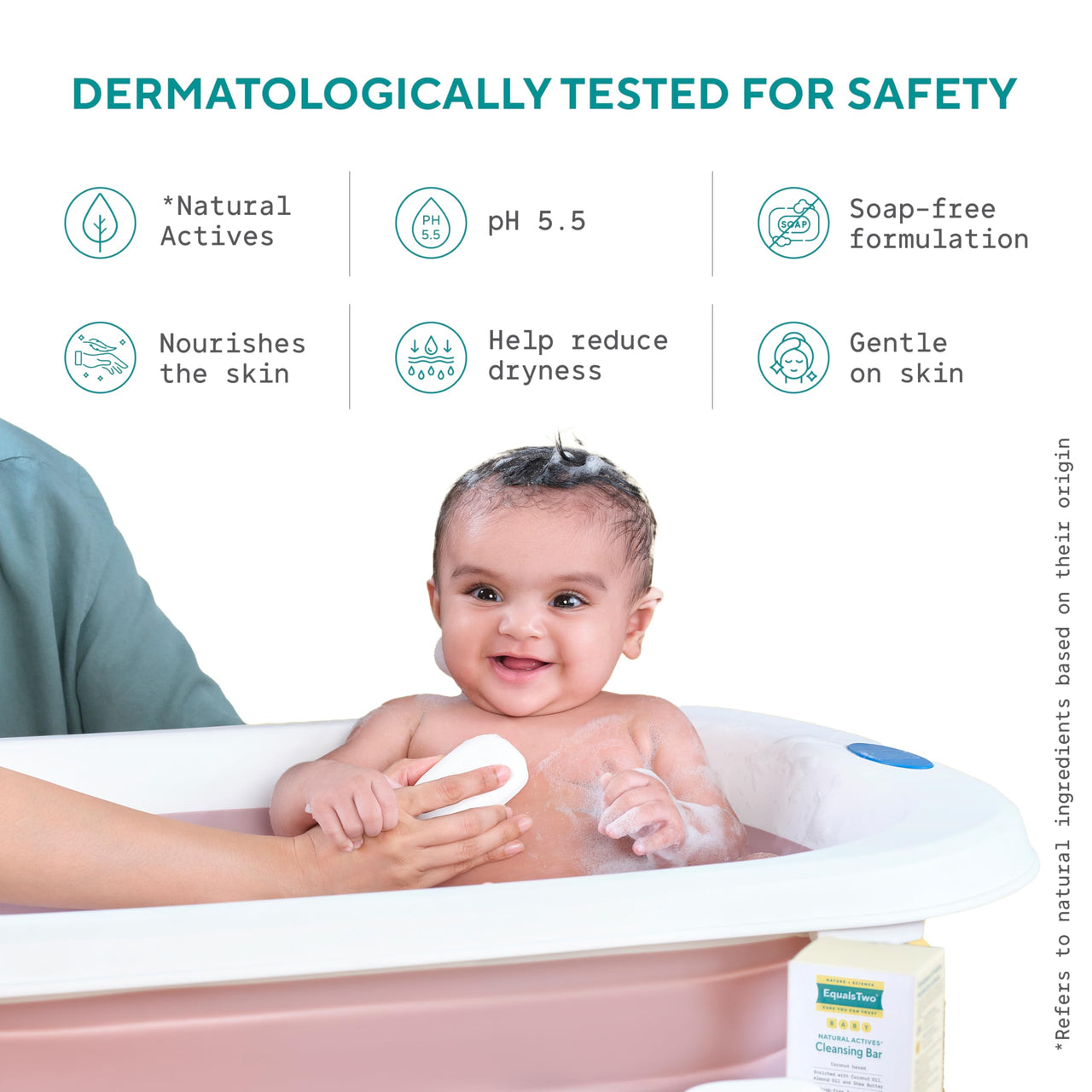 EQUALSTWO Baby Cleansing Bar for Nourishing, Baby Soaps for Bath, All Skin Types, Soap-free, PH 5.5, Dermatologically Tested, No Parabens No Sulphates, 75gm, Pack 1
