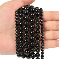 35pcs 10mm Natural Stone Beads Black Obsidian Beads Energy Crystal Healing Power Gemstone for Jewelry Making, DIY Bracelet Necklace