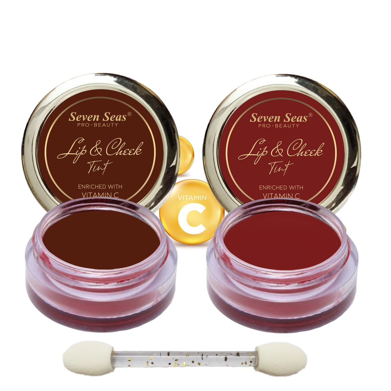 Seven Seas Lips & Cheek Tint Combo Pack of 2 | Matte Natural Blush for Women | Lip Tint with Vitamin E | Nourishing Cheek Tint (Maroon, Fire Brick)