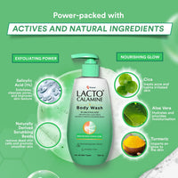 Lacto Calamine 1% Salicylic Acid Body Wash | 250ml | For Body Acne, Back Acne, Rough & Bumpy Skin |Cica, Aloe Vera, Turmeric & Natural Scrub Beads | Paraben Free | Body Wash Shower Gel For Men & Women