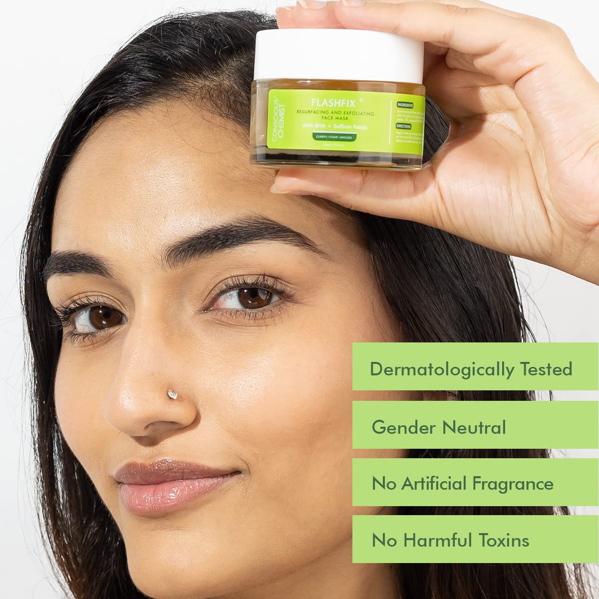 Conscious Chemist® Exfoliating Face Mask For Oily Acne Prone Skin with Salicylic, Glycolic Acid & Saffron Petals | Removes Blackheads, Anti Acne, De-Tan | Vegan & Cruelty Free | 50 gm
