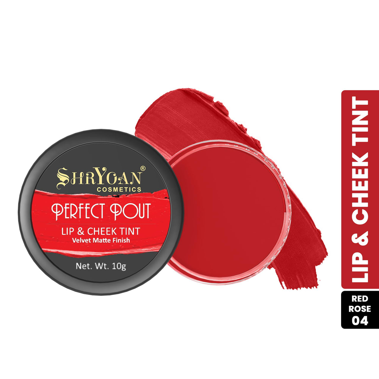 Shryoan Perfect Pout Lip and Cheek Tint Creamy Matte| Matte Lip & Cheek Tint with Easily Blendable and Light Weight, & Cruelty-Free (10g) (Shade 04)