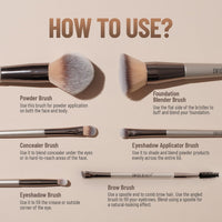 Swiss Beauty Professional Face & Eye Brush Set of 6 with Synthetic Fibres and Easy Blending For Cream, Liquid & Powder Formulation