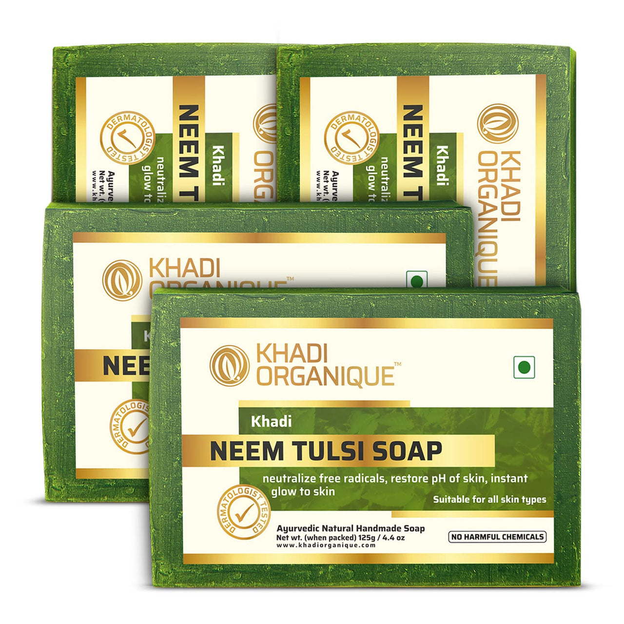 Khadi Organique Handmade Neem-Tulsi Soap Pack Of 4