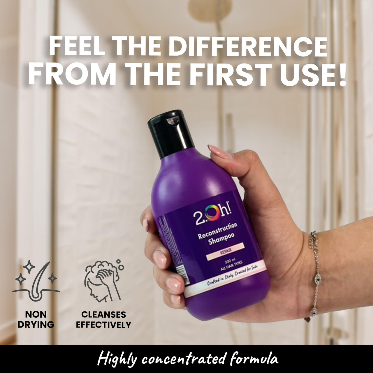 2.Oh! Italian Reconstruction Shampoo for Frizzy and Dry Hair | Oily Scalp Tri-Surfactant Formula | Repairs Dull Damaged Hair | Prevents Frizz and Breakage | For Women and Men | Argan Oil and Glycerin