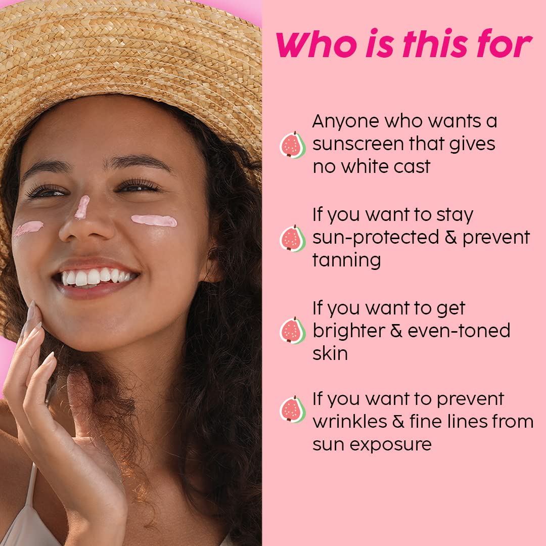 The Plant Fix Plix Spf 50+ Guava Glow Invisible Sunscreen For All Skin Type With Pa +++|For Uv A,Uv B&Blue Light Protection With Ceramides,Vitamin C&Hyaluronic Acid|No White Cast,Cruelty-Free|50 G