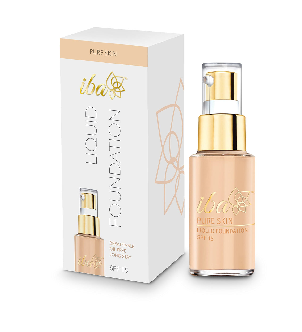 Iba Pure Skin Liquid Foundation - Ivory Fair, 30ml | Full Coverage | Long Lasting | Lightweight | Oil Free Dewy Finish | SPF 15 | Halal Certified & Vegan Makeup