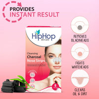 HipHop Skin Care Cleansing Charcoal Nose Strips (6 Strips), Blackheads, Whiteheads Remover, Pore Cleanser, with Natural Extracts, for Women, All Skin Types (Pack of 2)