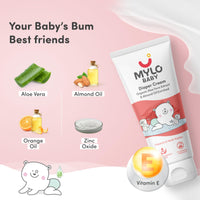 Mylo Baby Diaper Rash Cream 50gm | Prevents and Heals Rashes | With 15% Zinc Oxide | Care with Aloe Vera, Almond Oil & Vitamin E