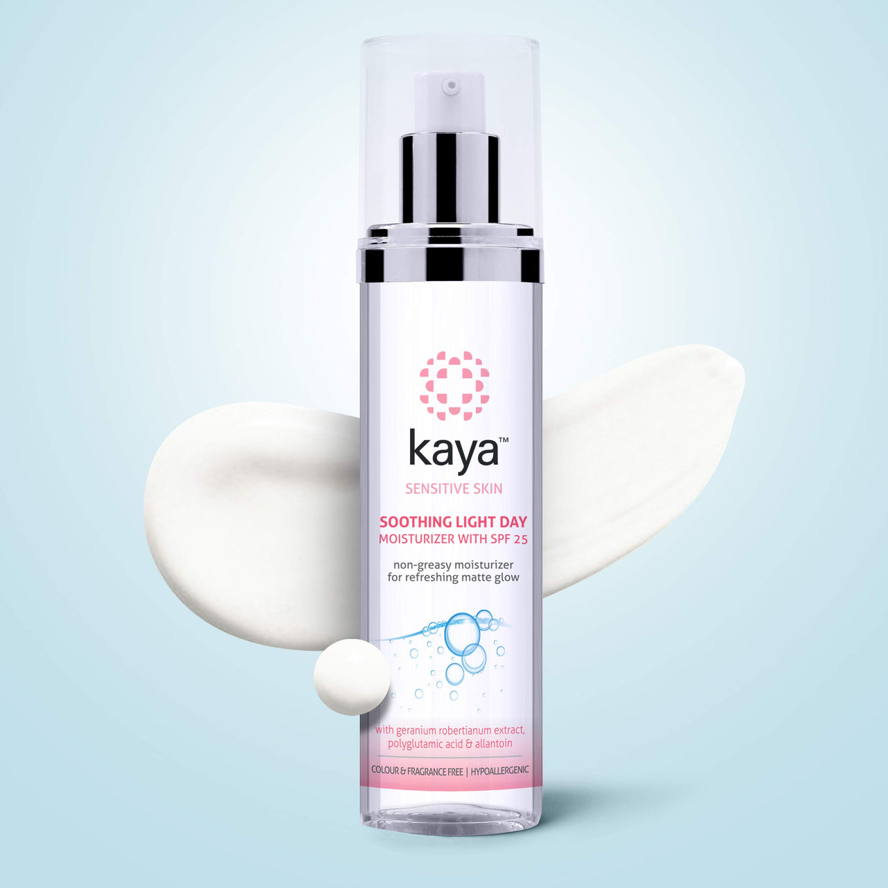 Kaya Clinic Soothing Light Day Moisturizer With SPF25, Non-Greasy Daily Cream, Color, Sulfate, & Fragrance Free, Hypoallergenic for Sensitive Skin, 50ml