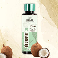 Nat Habit Cold Pressed 100% Pure Coconut Oil for Skin & Hair, Whole Kernels from Tamil Nadu & Kerala | Zero Preservatives | Body Massage Oil, Hair Oil, 200ml