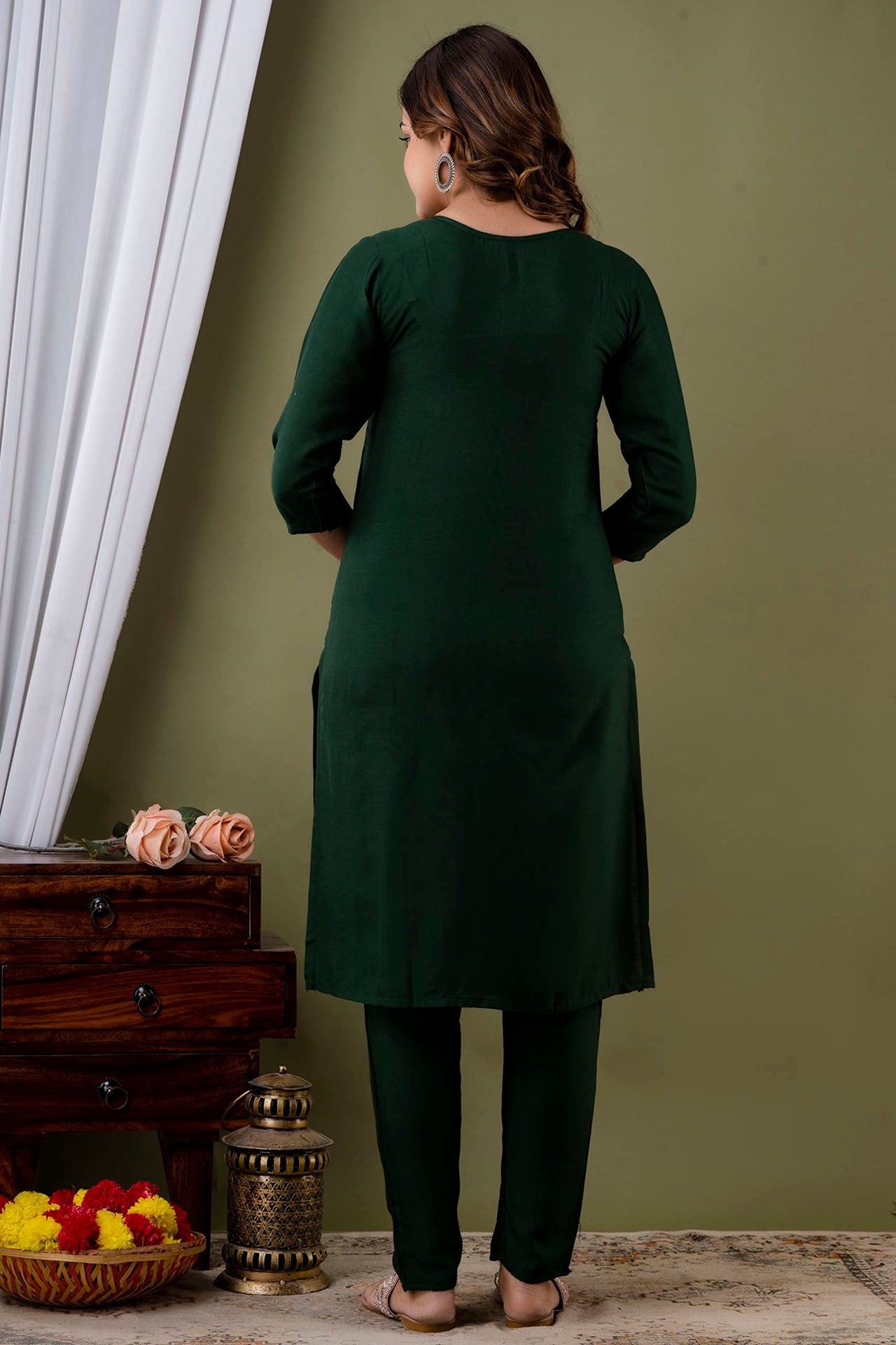 LookMark Womens Cotton Rayon Kurta and Pant Set with Dupatta