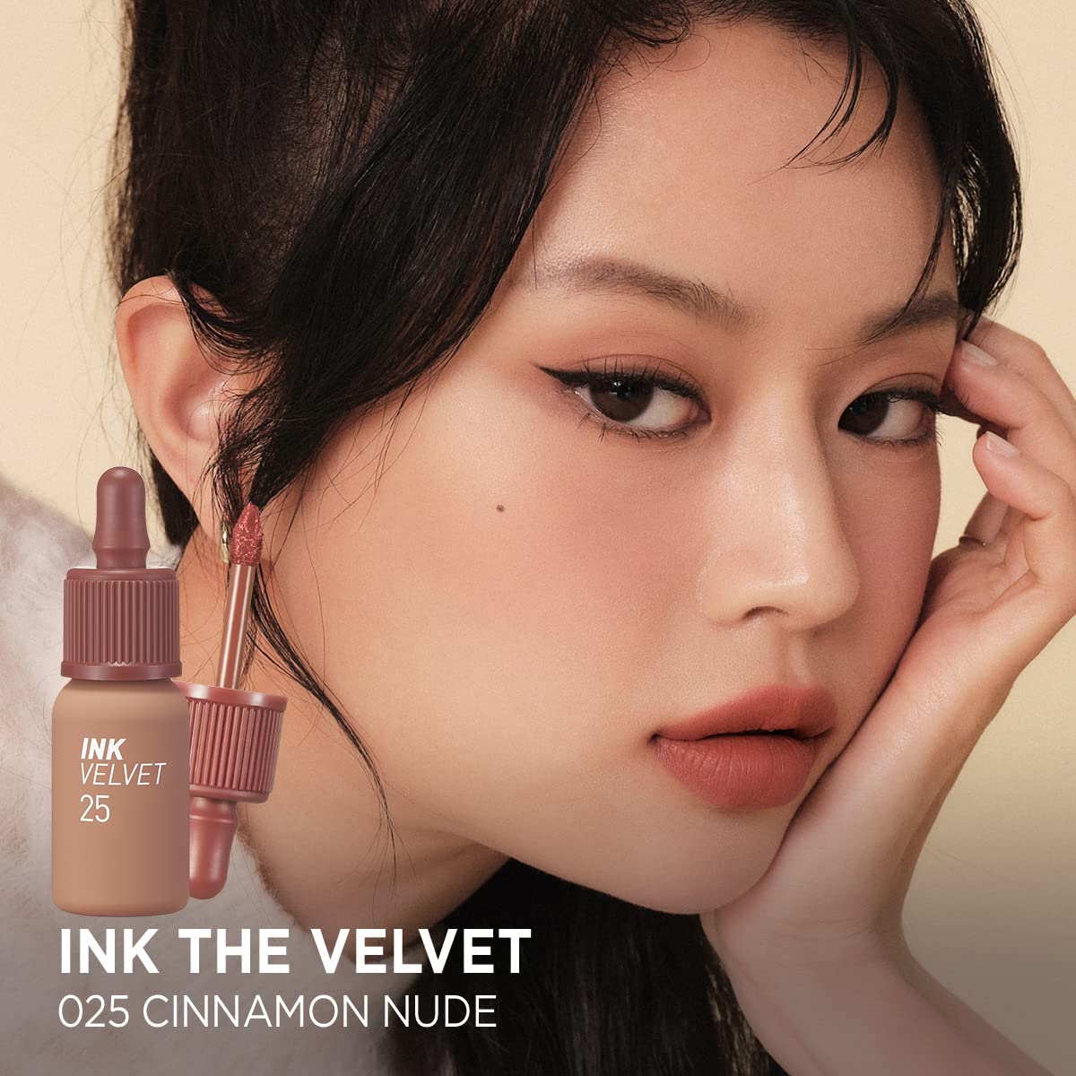 Peripera Ink the Velvet Lip Tint (025 Cinnamon Nude) | High Pigment, Longwear Lip Tint, Weightless Formula, Smooth Application & Gluten-Free | Natural Matte Finish Paraben-Free & Not Animal Tested