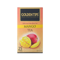 Golden Tips Indian Mango Black Tea, 25 Teabags, High Grown Full Leaf Black Tea, Rich & Natural Mango Flavor, Bold & Aromatic, Energizing & Refreshing Brew