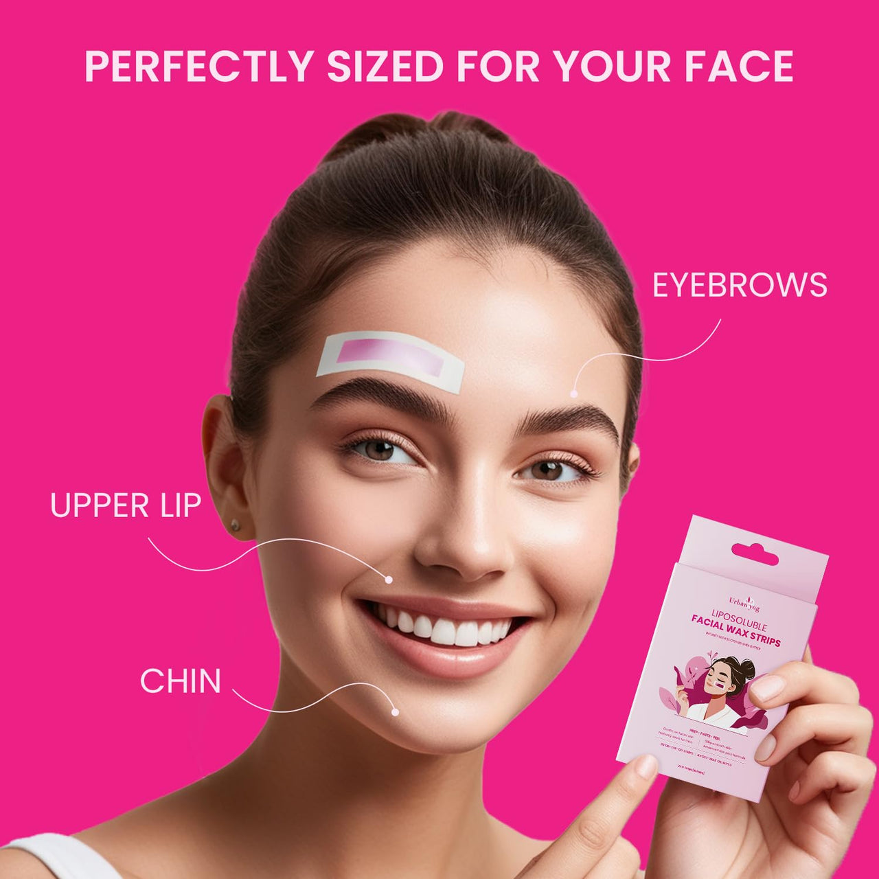 Urban Yog Small Liposoluble Facial Wax Strips for Women - 20 Wax Strips + 4 Post-Wax Wipes | Gentle Facial Hair Removal Face Wax Strip for Upper Lip, Eyebrows, Chin, Sidelocks | Enriched with Shea Butter
