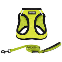 Voyager Step-in Air All Weather Mesh Harness and Reflective Dog 5 ft Leash Combo with Neoprene Handle, for Small, Medium and Large Breed Puppies by Best Pet Supplies - Green, X-Small XS (Chest: 13 - 14.5