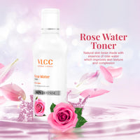 VLCC Rose Water Toner - 100ml and VLCC Sandal Cleansing Milk - 100ml | Tones & Rejuvenates Skin | Helps Maintain Skin's PH Balance | Deep Cleanses & Soothes Skin | With Rose, Aloe Vera, Sandal, Olive