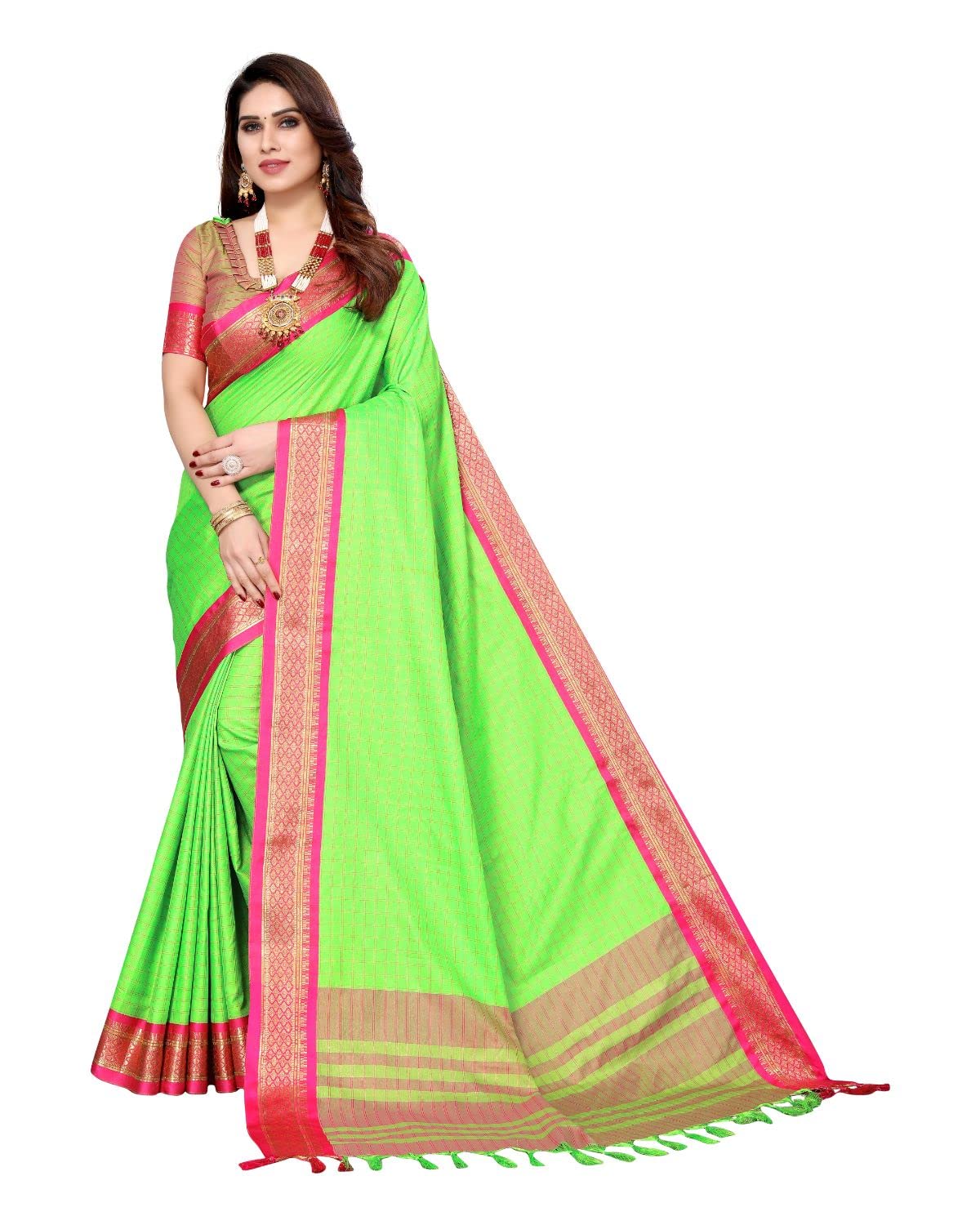 Tarshika Women's  Cotton Silk Handloom Weaving Silk Saree With Rich Contrast Pallu(COTTON SILK SAREE_04)