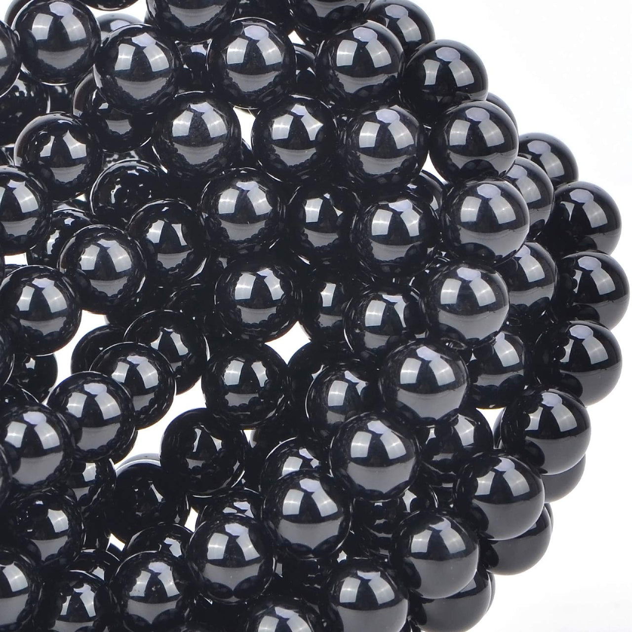 100Pcs Natural Crystal Beads Stone Gemstone Round Loose Energy Healing Beads with Free Crystal Stretch Cord for Jewelry Making (Tourmaline Black, 8MM) Tourmaline Black