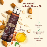 Ayouthveda Badam Taila | Pure & Natural Cold Pressed Kashmir Almond Oil | Massage Oil for Skin & Hair | Prevents Dandruff & Nourishes Hair & Scalp | Safe For Oral Use (Pack of 1, 100 ml)