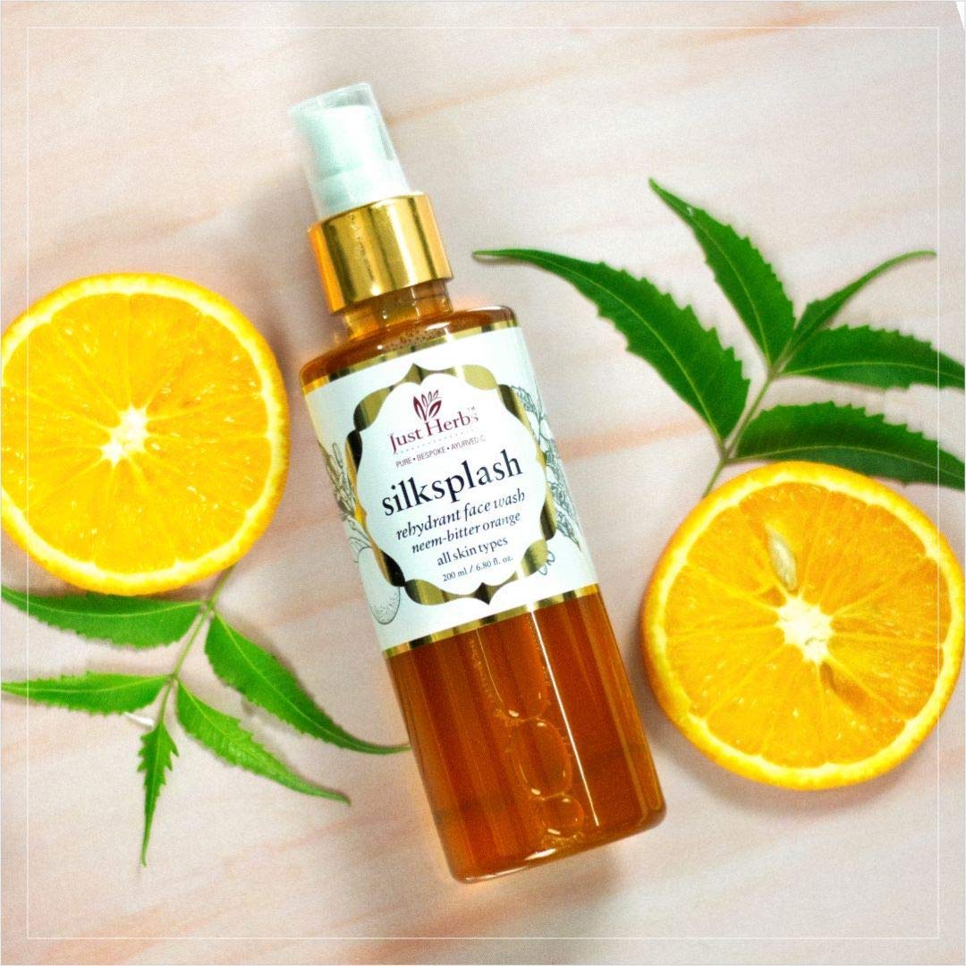 Just Herbs Silksplash Neem-Orange Rehydrant Face Wash, 100ml and Pomegranate Mandarin Pore Refining Tonique, 100ml