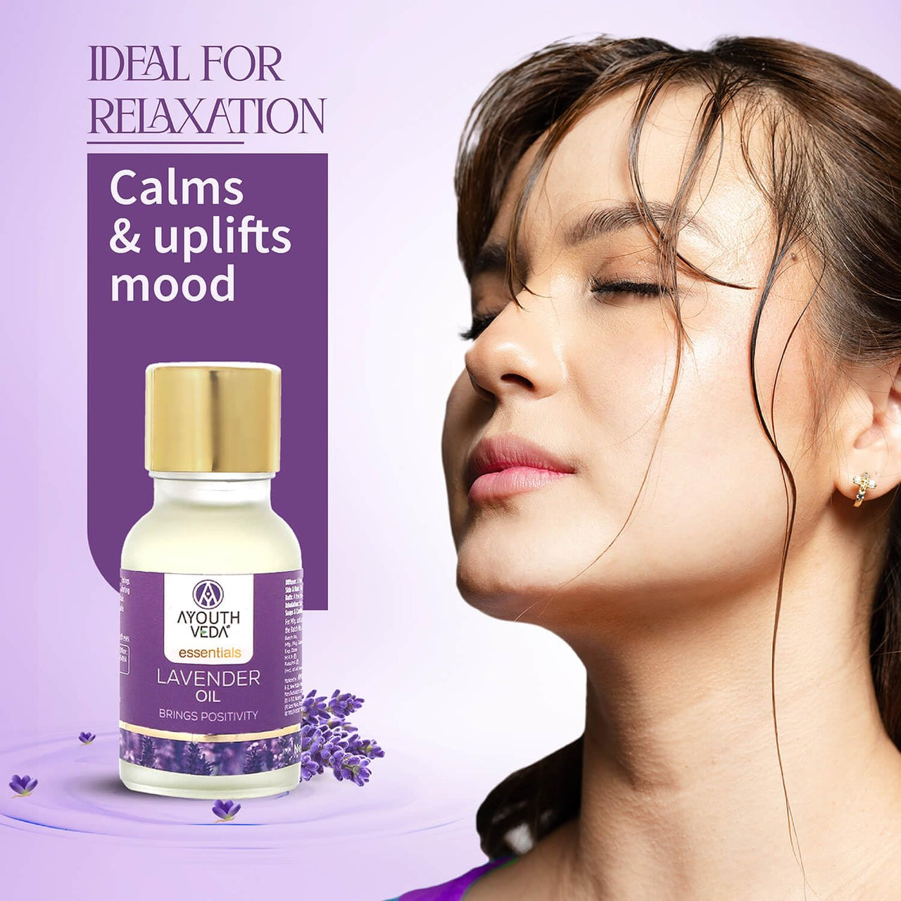 Ayouthveda Lavender Essential Oil | Skin, Acne, Hair Fall, Relaxing Sleep, Aromatherapy & Body | Pure, Organic, Natural & Undiluted, Organic Certified | 15ml Pack