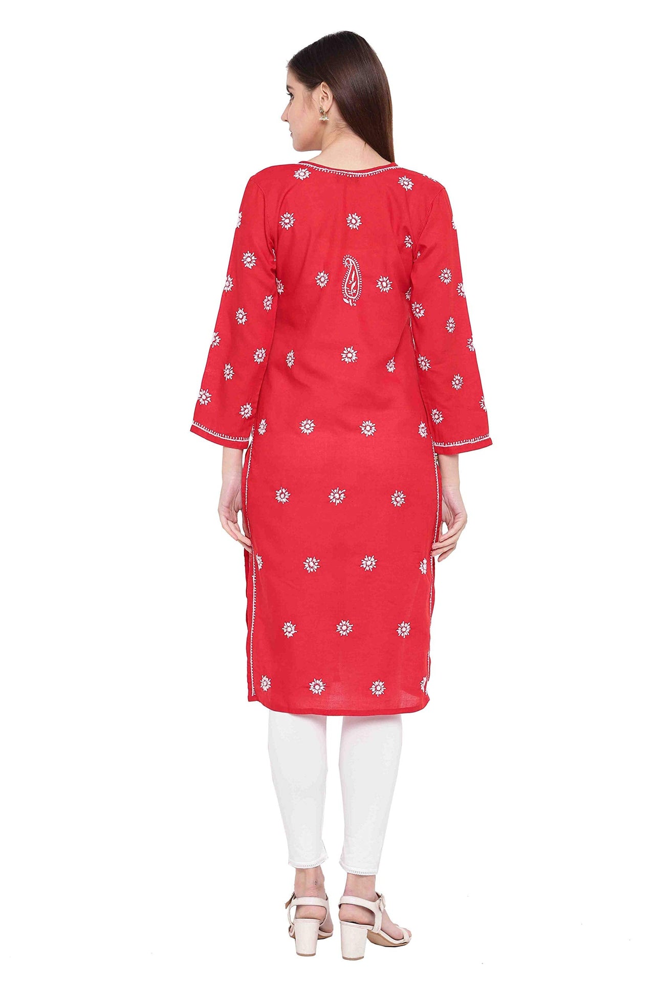 Ada Hand Embroidered Lucknowi Chikankari Ethnic Wear Cotton Kurta Kurti Tunic for Women