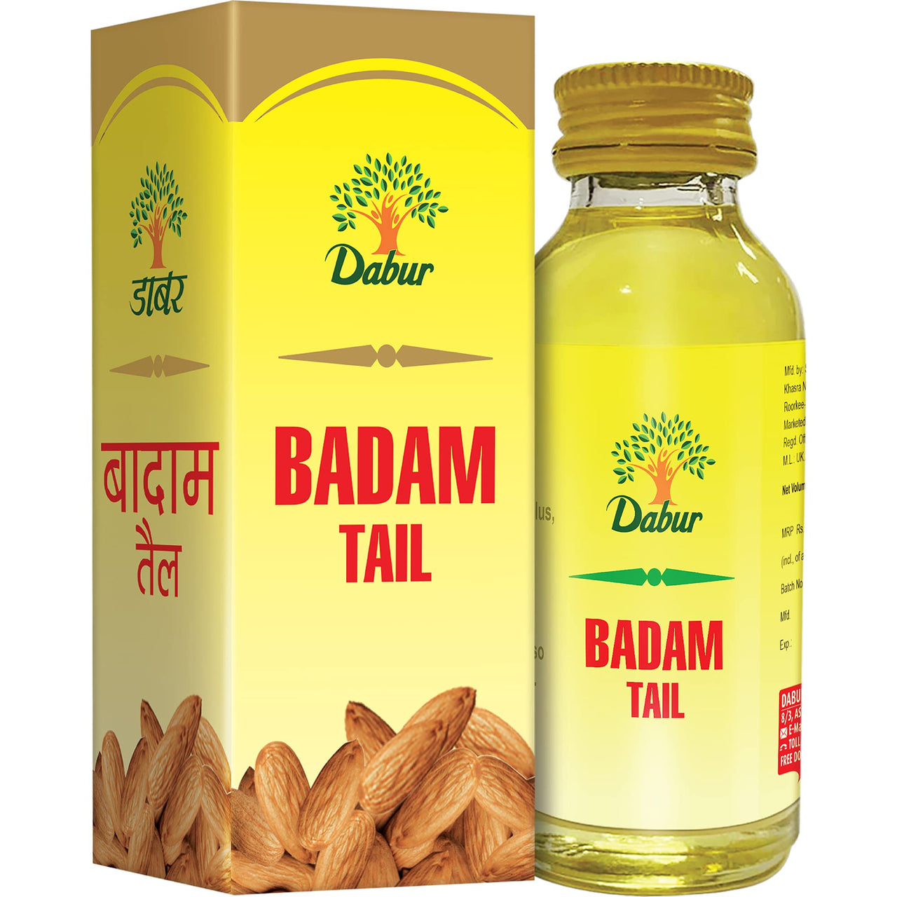 Dabur Badam Tail : Sweet Almond Oil | Rich in Vitamin -E for Healthy Skin , Hair and Body - 100ml