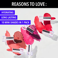 Blue Heaven Matte Love Mini Lipsticks, Pack of 30 | Hydrating & Moisturizing Mini Roll on Lipsticks, 13gm