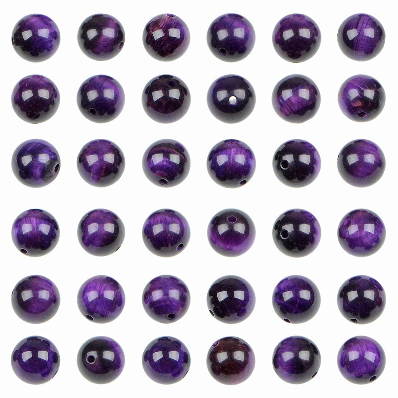 Bymitel 210pcs Natural Crystal Beads Stone Gemstone Round Energy Healing Loose Beads with Stretch Cord for Jewelry Making Bracelets Anklets (Purple Tiger's  Eye, 4mm 210pcs) Purple Tiger's  Eye