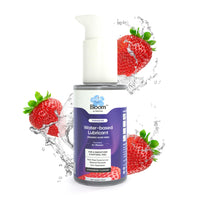 Bloom Water-Based Lubricant & Massage Gel | (50 ml) | For Long-lasting Painless Experiences | Non-Staining Lube for Dryness | Non-Sticky & pH Balanced Formula | Strawberry Flavour