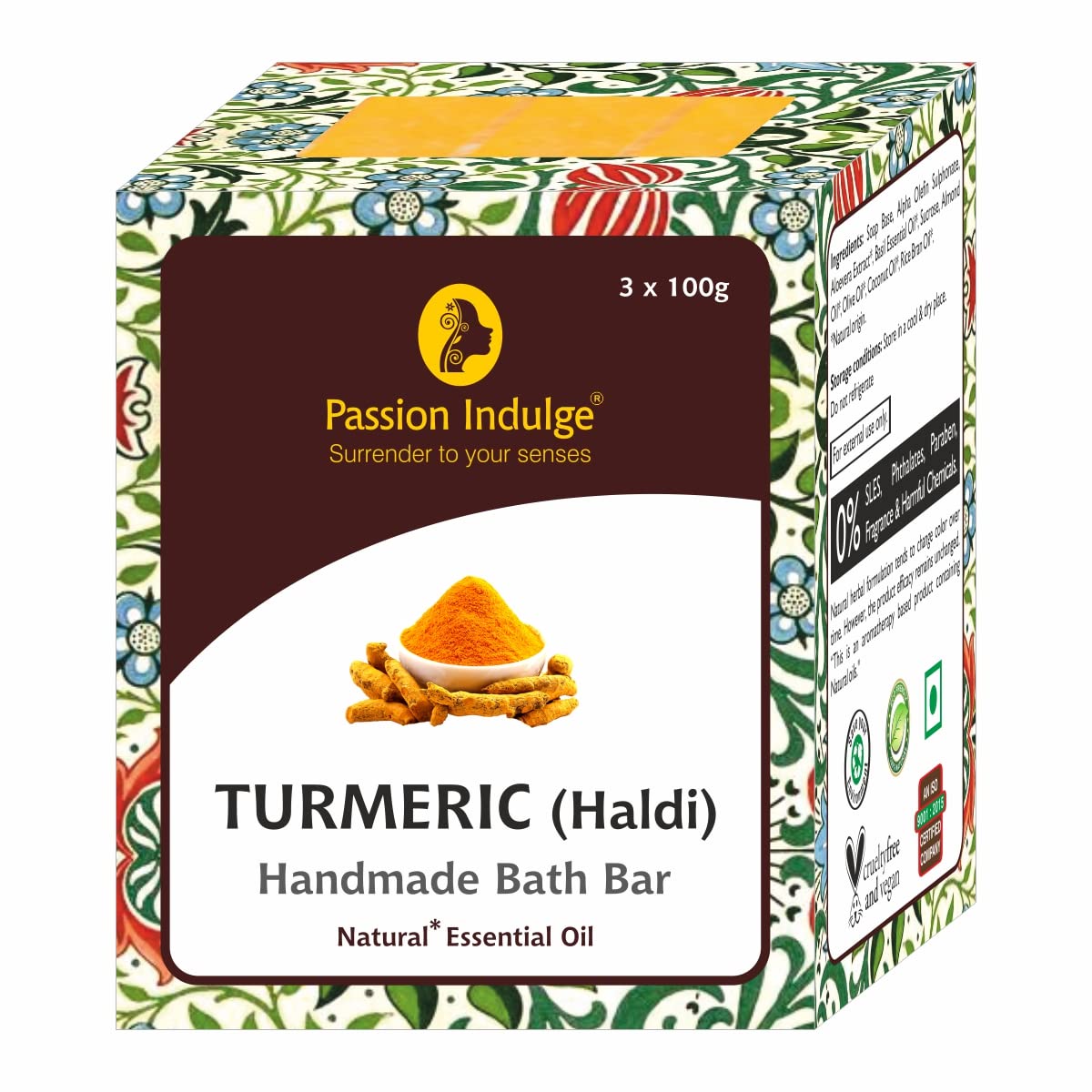 Passion Indulge Handmade Bath Bar Ayurvedic Soap Sandalwood and Turmeric Combo Pack For All Men & Women | Essential Oil | Vegan | All Skin Type (Pack OF 6)