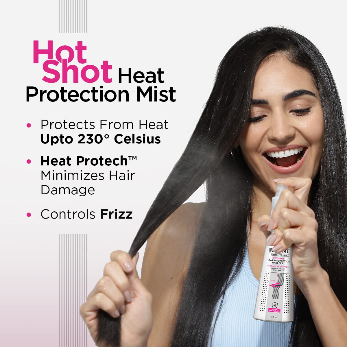 BBlunt Hot Shot Heat Protection Mist 150ml | Hair Fall Control Shampoo with Pea Protein & Caffeine 300ml