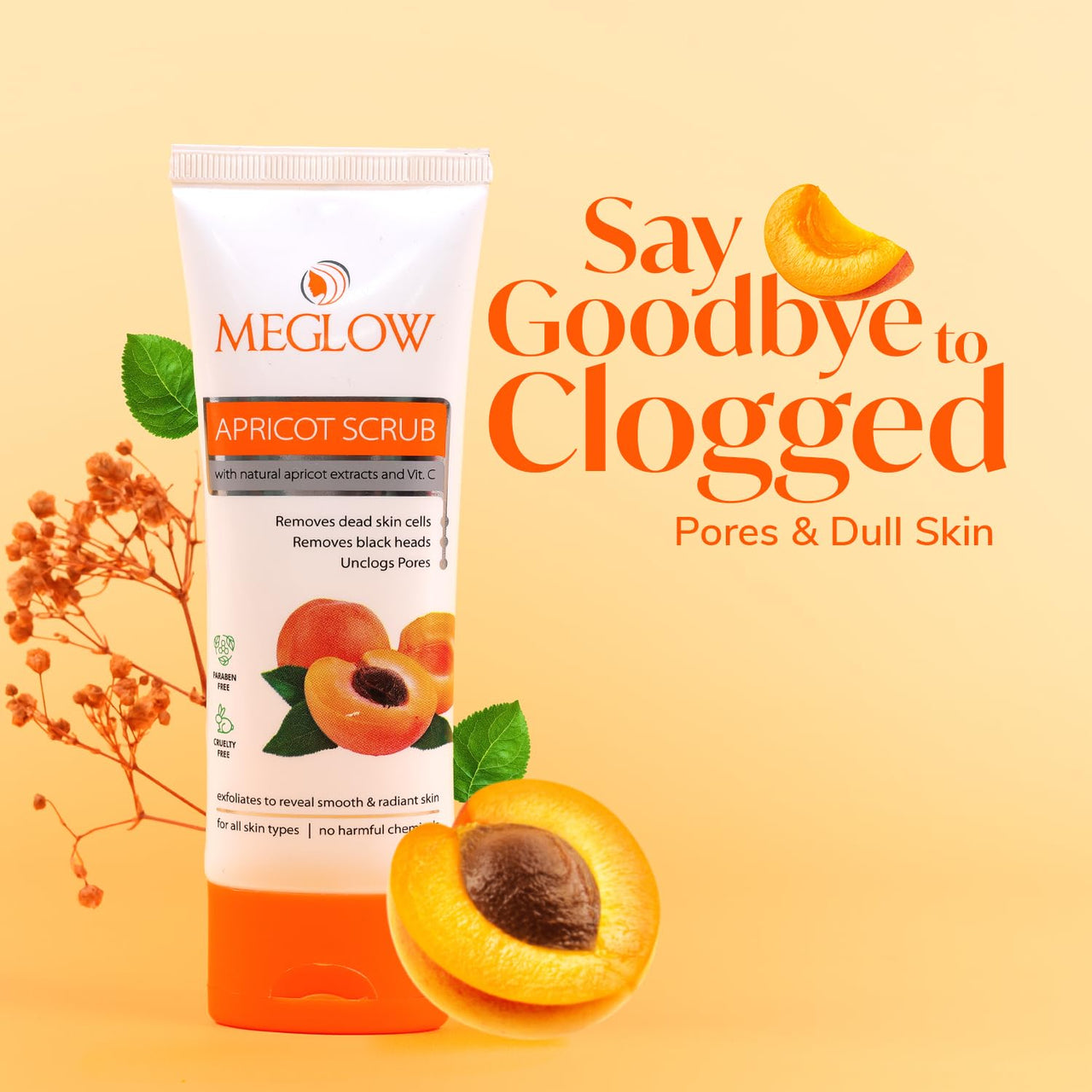 Apricot Scrub 70g | Gentle Exfoliation for Smooth, Radiant Skin | Deep Cleansing with Apricot & Walnut | Hydrating & Nourishing with Aloe Vera & Vitamin E Pack of 2 (70g each)