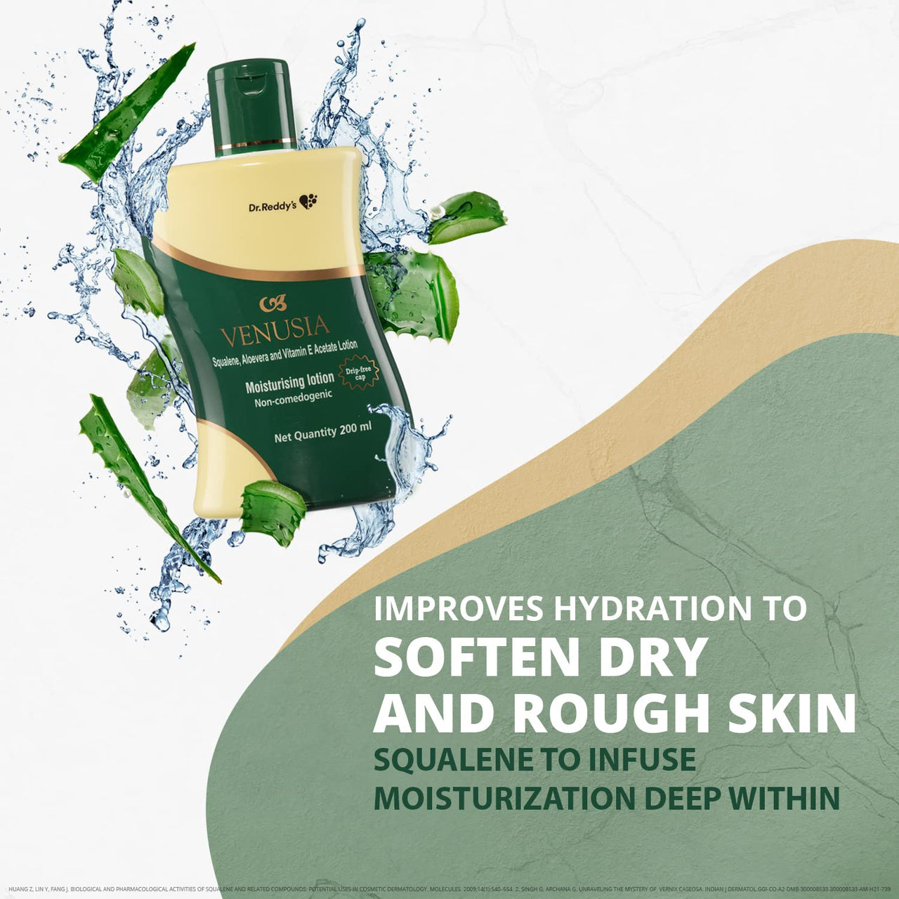 Venusia Dr Reddy's I Moisturizing Lotion I Enriched With Vitamin E, Aloe Vera & Squalene I Daily Face And Body Lotion I Soothing Itch Relief, Non-Greasy, 200Ml