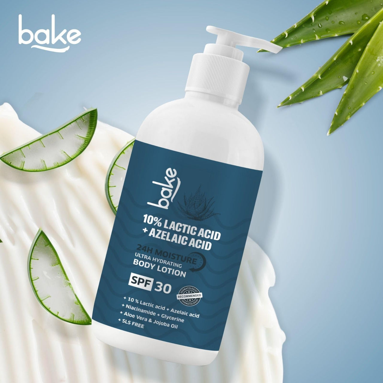 BAKE 10% Lactic Acid Body Lotion with Azelaic Acid | Smooths Rough & Bumpy Skin, Exfoliates Skin & Reduces Body Acne | Ultra Hydrating Body Lotion | 200ml