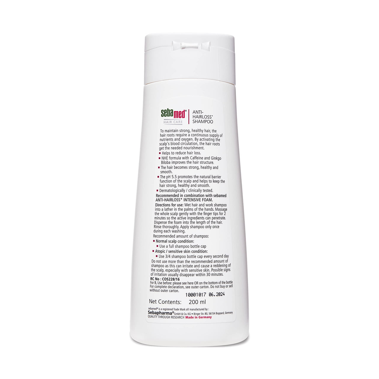 Sebamed Anti Hairloss Shampoo 200Ml | Ph 5.5 | Reduces Hairloss | Caffeine & Gingko Biloba | All Hair Types | Pack of 4