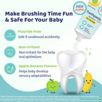 Chicco Toothpaste, Strawberry Flavour for 1Y to 6Y Bab (50g)&Chicco Toothpaste, Applebanana Flavour for 6m to 6Y Baby, Fluoride-Free, Preservative-Free,Cavity Protection (50 Millilitre)