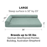 Furhaven Replacement Dog Bed Cover Pinsonic Quilted Paw L Shaped Chaise, Machine Washable - Iceberg Green, Large Cover Only 36.0