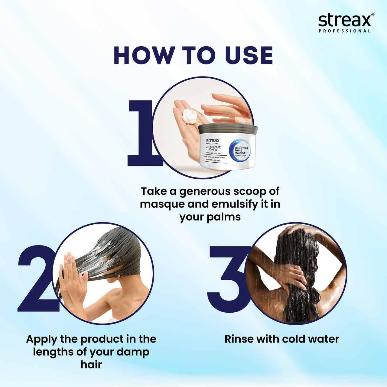 Streax Professional Vitariche Care Smooth And Shine Masque, Fresh Fragrance For Dry Hair Type, 200G,1 Count