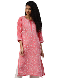 Ada Hand Embroidered Lucknowi Chikankari Cotton Kurta Kurti for Women A411165