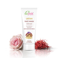 La Pink Ubtan Face Wash | Gently Exfoliates & Brightens Skin | Removes Tan, Dirt & Impurities | With Walnut Beads, Kesar, Sandalwood & White Haldi | Soap-Free & 100% Microplastic-Free | All Skin Types | 100ml